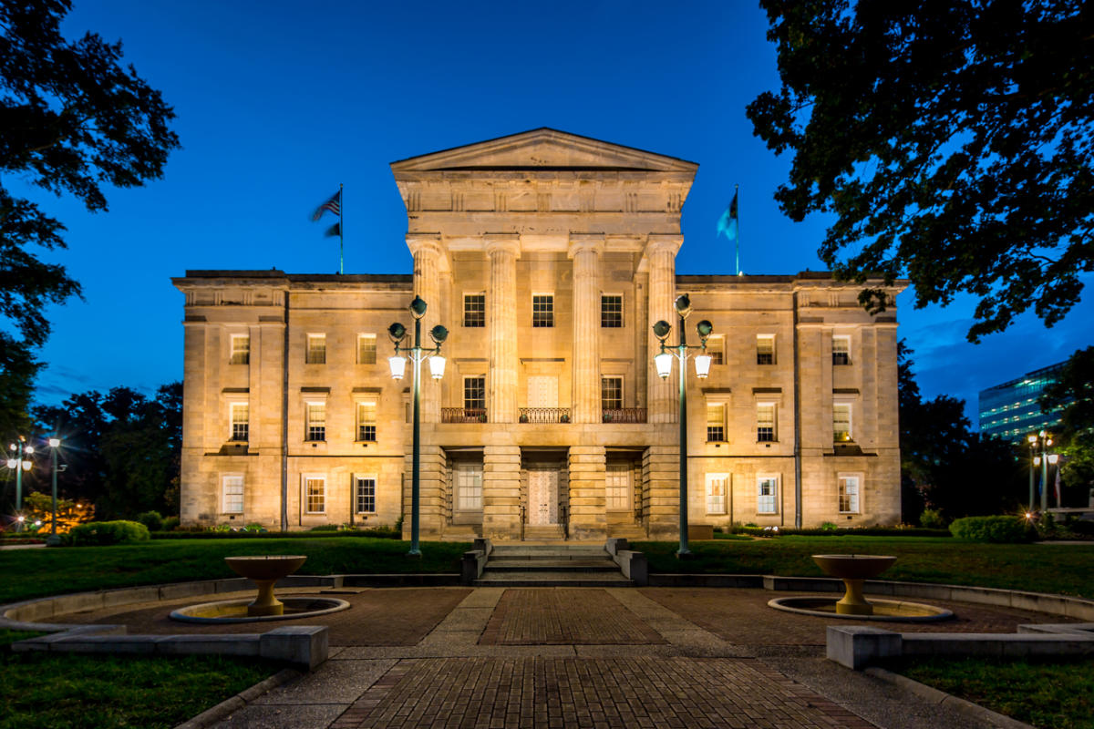 The North Carolina State Capitol at golden hour